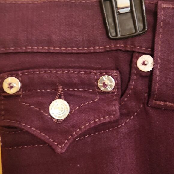 True Religion World Tour Leggings w/ Pocket Flaps in Grape Size 33 US 16 NWT - Picture 5 of 12